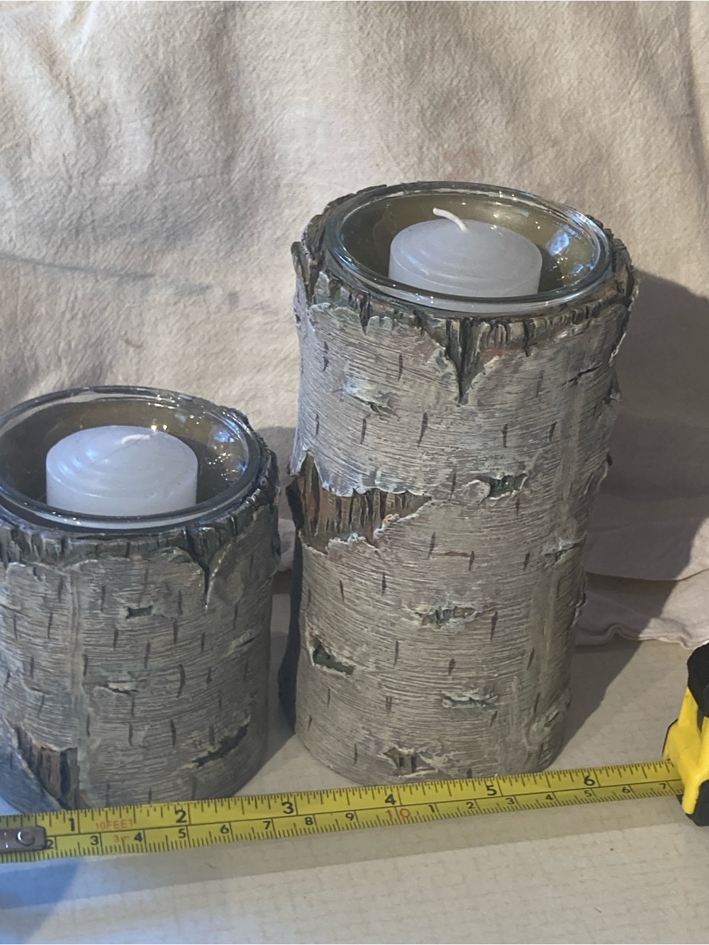 Birch-Style Glass Votive Holders  - Set of 2 - cabin decor